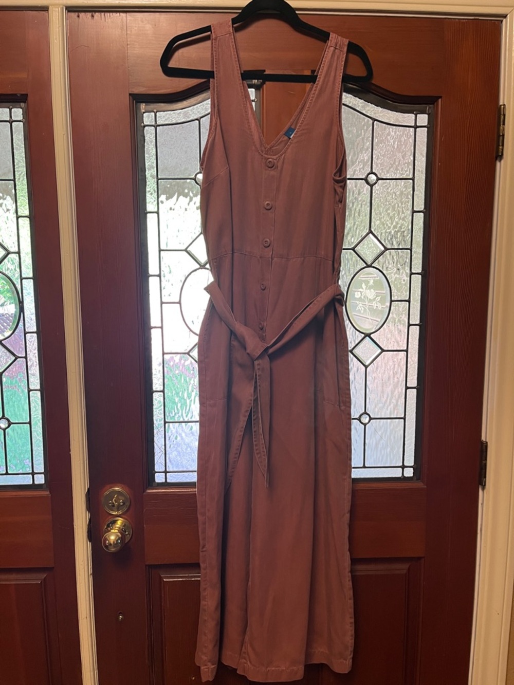Old Navy wide leg Rust Button-Front Sleeveless Jumpsuit with Tie Waist NWOT